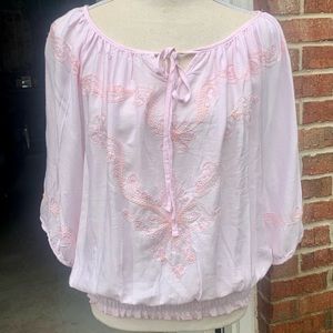 Peasant Style Blouse with Elastic Band at Bottom